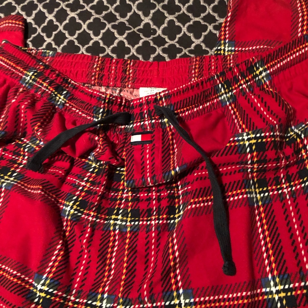 Tommy Hilfiger Mens Red Plaid Pajama Lounge Pants Sleepwear Sz XL N3